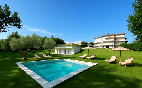 Villa al Glicine: Schwimmbad, Garten, Grundstueck, Rasen, Resort, Schatten, Estate, Landscaping, Garten, Bauernhaus