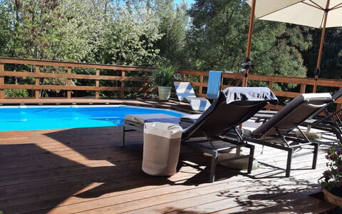 Podere la Botte, Pool, Lari: Möbel, Gartenmöbel, Holz, Schwimmbad, Stuhl, Hartholz, Holzbeize, Sonnenliege, Resort, Schatten