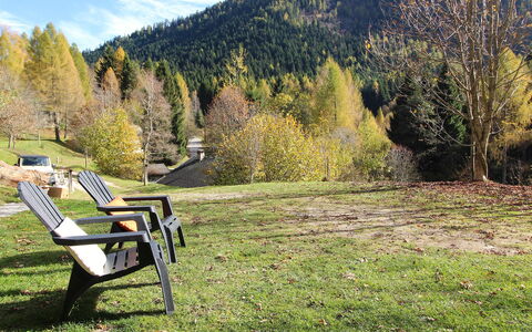 Chalet Genzianella: Landschaft, Wald, Gartenmöbel, Lärche, Garten, Senke, Landscaping, Rasen