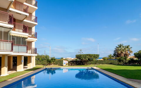 Jávea 163: Blau, Wohngebiet, Wohnung, Eigentumswohnung, Resort, Balkon, Estate, Rasen, Schwimmbad, Hotel