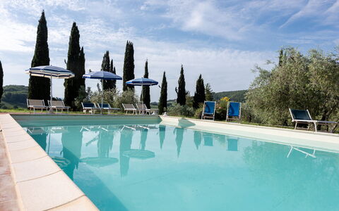 Podere le Lune with Pool, San Gimignano: Schwimmbad, Landscaping, Gartenmöbel, Eco Hotel, Immergrün, Villa, Resort, Hazienda
