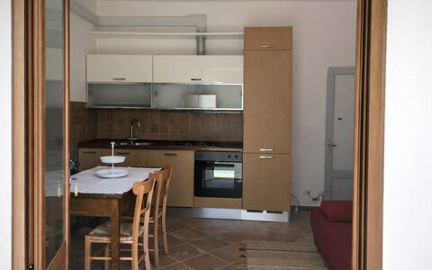 Apartment, Garden, Beigua Unesco Global Geopark: Möbel, Flooring, Küche, Küchengerät, Fussboden, Countertop, Holz, Interior Design, Major Appliance, Cabinetry
