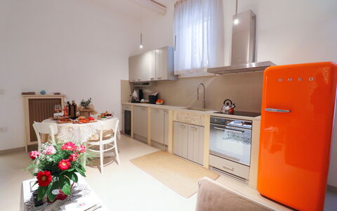 Bacchus: Historic Charming Home: Küche, Küchengerät, Major Appliance, Interior Design, Holz, Countertop, Flooring, Kühlschrank, Haushaltsgerät, Möbel