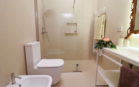 Bacchus: Historic Charming Home: Badezimmer, Toilleten Sitz, Armatur, Toilette, Flooring, Wand, Fussboden, Interior Design, Bad Sink, Sinken