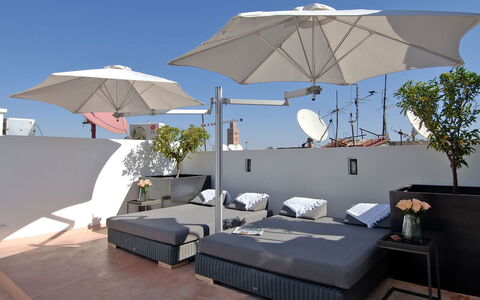 Dar Sami: Möbel, Gartenmöbel, Blumentopf, Stuhl, Wohnung, Regenschirm, Zimmerpflanze, Resort, Balkon, Terrasse