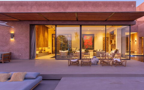 Villa Palmeraie: Die Architektur, Zuhause, Fussboden, Verbundwerkstoff, Schwimmbad, Schatten, Estate, Eco Hotel, Beton, Resort