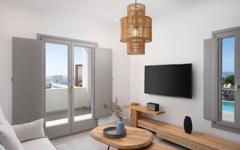 Villa Akrotiri: Möbel, Interior Design, Wohnung, Flooring, Fussboden, Beleuchtung, Zuhause, Zimmer, Stuhl, Wohnzimmer