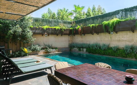 Villa Habiba: Schwimmbad, Resort, Garten, Hinterhof, Eco Hotel, Gartenmöbel, Landscaping, Water Feature, Hof, Hazienda