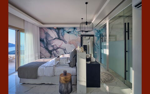 Villa Elettra: Schlafzimmer, Möbel, Interior Design, Decke, Bettdecke, Fussboden, Bedding, Zuhause, Bett, Kissen