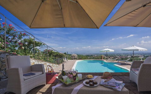 Villa delle Rose: Schwimmbad, Resort, Gartenmöbel, Regenschirm, Stuhl, Hotel, Ferienort, Eco Hotel, Villa, Zimmerpflanze