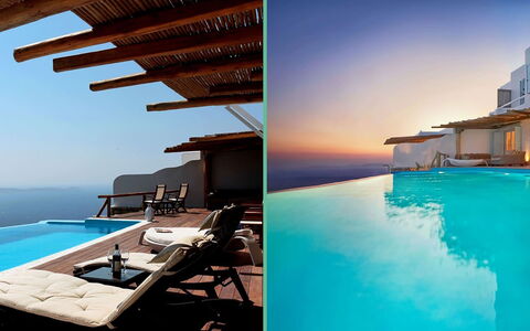 Queen Villa: Blau, Schwimmbad, Resort, Gartenmöbel, Meer, Eco Hotel, Villa, Hotel, Balkon, Ozean