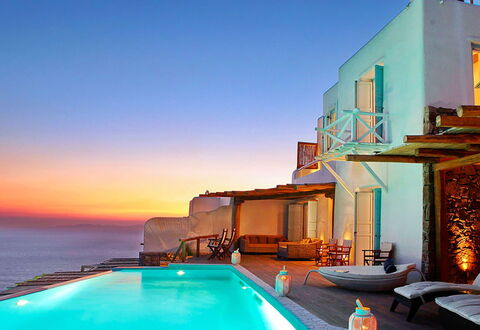 Queen Villa: Blau, Resort, Schwimmbad, Meer, Küsten Und Ozeanische Forms, Dämmerung, Eco Hotel, Ozean, Abend, Küste