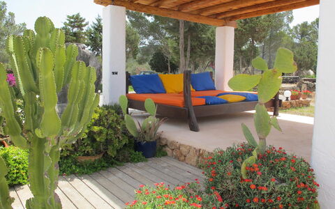 Villa Sun: Möbel, Gartenmöbel, Stuhl, Garten, Schatten, Blumentopf, Eco Hotel, Landscaping, Outdoor Struktur