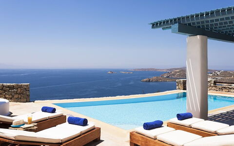 Villa Elpida: Blau, Schwimmbad, Resort, Gartenmöbel, Meer, Villa, Eco Hotel, Sonnenliege, Schatten, Hotel