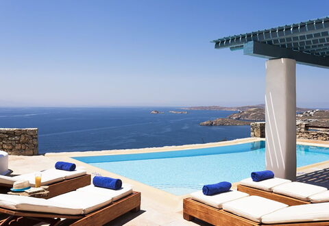 Villa Elpida: Blau, Schwimmbad, Resort, Gartenmöbel, Meer, Villa, Eco Hotel, Sonnenliege, Schatten, Hotel