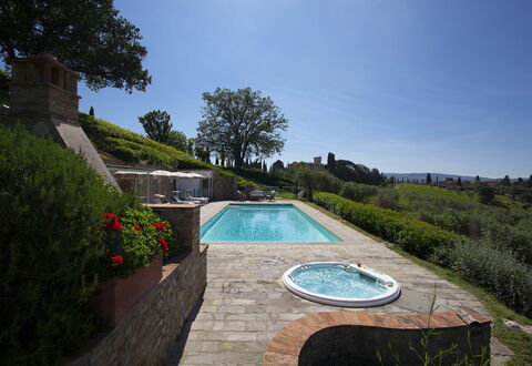 Villa Chianti: Schwimmbad, Landschaft, Garten, Landscaping, Estate, Water Feature, Hinterhof, Garten, Flagstone, Hazienda