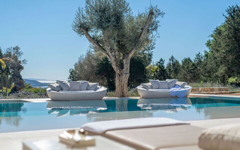 Villa Fabula: Möbel, Gartenmöbel, Stuhl, Schwimmbad, Resort, Schatten, Kaffetisch, Natürliches Material, Design