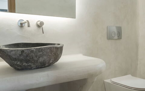 Villa Osiride: Armatur, Sinken, Badezimmer, Zapfhahn, Installation, Bad Sink, Spiegel, Keramik, Natürliches Material