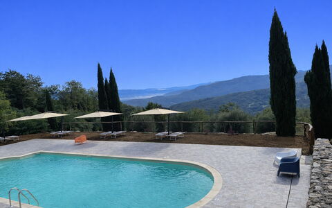 Borgo Antico, Pool, Barberino del Mugello: Schwimmbad, Gartenmöbel, Lärche, Resort, Schatten, Eco Hotel, Immergrün, Landscaping