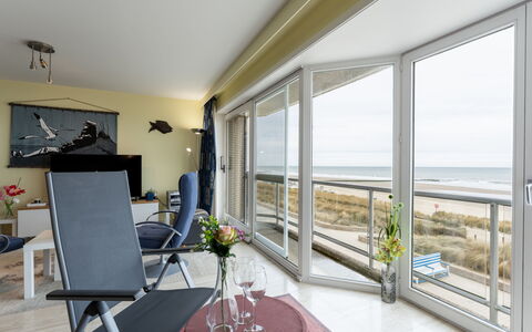 Mitsou with Seaview and Parking: Möbel, Holz, Stuhl, Fussboden, Meer, Ozean, Wohnung, Glas, Schatten, Küche & Esszimmer Tisch