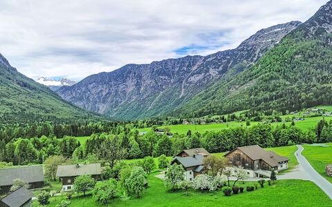 Dachsteinblick: Bergforms, Berg, Gras, Natürliche Landschaft, Hochland, Gebirge, Hügel, Landschaft, Wiese, Bergstation