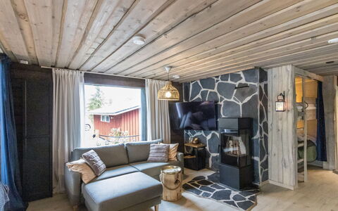 Lapland Hygge B: Holz, Decke, Blockhaus, Natürliches Material, Hartholz, Holzbeize, Wohnzimmer, Planke, Holz