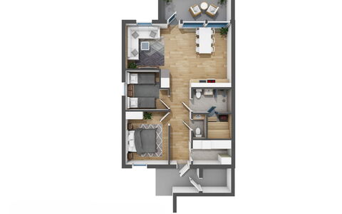 Saariselän Aavahelmi C: Interior Design, Fussboden, Wohnung, Hartholz, Holzboden, Holzbeize, Design, Daylighting, Home Door, Wohnzimmer