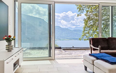 Mondsee Retreat: Flooring, Fussboden, Interior Design, Möbel, Couch, Wohnzimmer, Zimmer, Stuhl, Decke