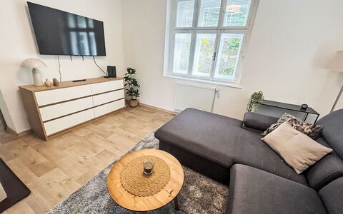 Děčín Heights: Möbel, Flooring, Interior Design, Fussboden, Holzboden, Holz, Couch, Zuhause, Zimmer, Laminatboden