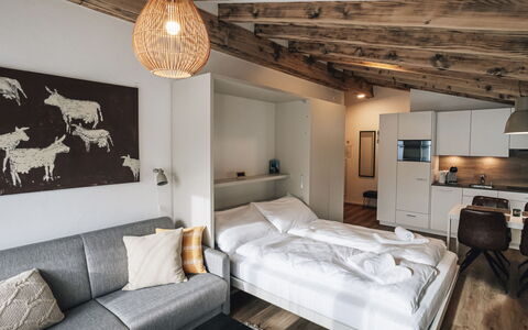 Casa Partnun 2-9: Möbel, Meer, Stuhl, Schatten, Balkon, Gartenmöbel, Eco Hotel, Küste, Deck, Holzbeize