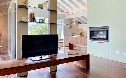 Zani: Interior Design, Flooring, Möbel, Holz, Decke, Fussboden, Fernsehen, Wohnzimmer, Beleuchtung, Wohnung