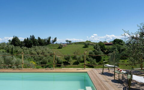Dimora Fiorita: Schwimmbad, Verbundwerkstoff, Eco Hotel, Resort, Schatten, Gartenmöbel, Garten, Landscaping, Hinterhof, Balkon