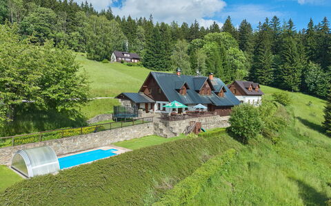 Penzion Exnar: Dach, Ländliches Gebiet, Hütte, Estate, Rasen, Garten, Bauernhaus, Landscaping, Garten, Hinterhof