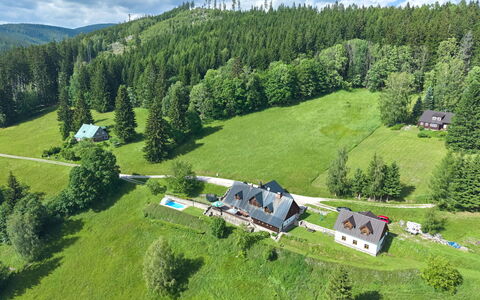 Penzion Exnar: Baum, Haus, Hütte, Zuhause, Ländliches Gebiet, Grundstueck, Bauernhaus, Estate, Lärche, Wiese