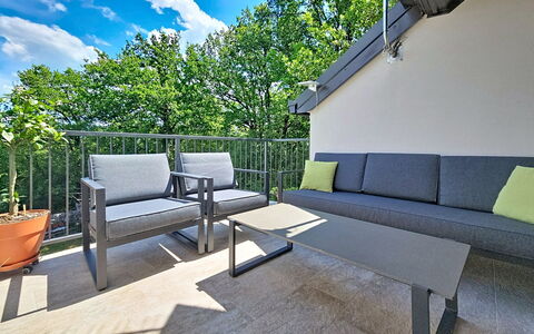Orba: Interior Design, Wohnung, Balkon, Hartholz, Holzbeize, Holzboden, Geländer, Daylighting, Hotel, Penthouse
