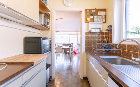 Zandstuyver with Balcony: Küche, Countertop, Interior Design, Flooring, Küchengerät, Major Appliance, Holz, Fussboden, Cabinetry, Decke