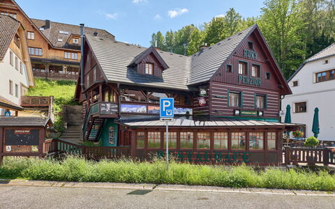 Rokytnice Nad Jizerou 2: Haus, Tür, Hütte, Abstellgleis, Treppe, Holz, Veranda, Restaurant