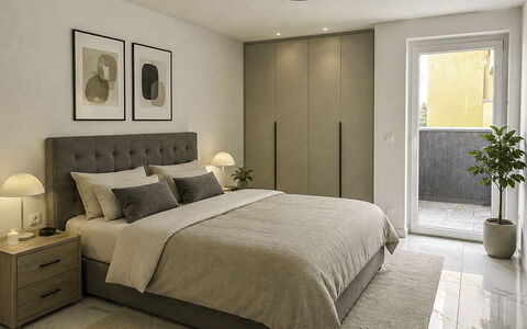 Goldener Turm: Möbel, Bett, Interior Design, Schlafzimmer, Wand, Flooring, Fussboden, Bedding, Holz, Bettdecke
