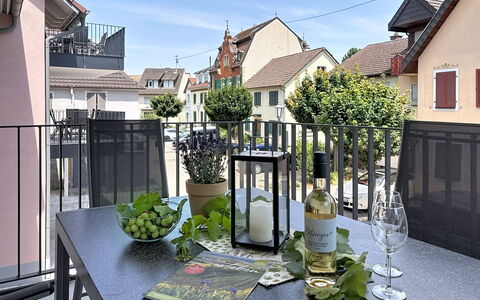 Endingen am Kaiserstuhl 100: Balkon, Blumentopf, Zuhause, Urban Design, Wohnung, Zimmerpflanze, Veranda, Stuhl, Geländer, Zaun