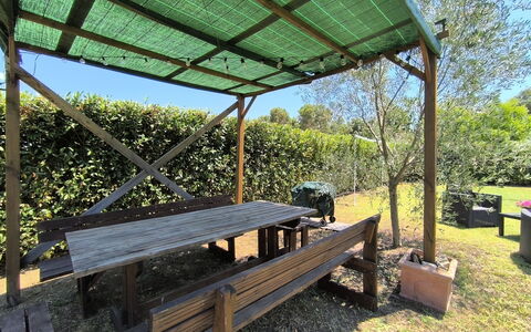 Scarlino 35: Holz, Schatten, Outdoor Struktur, Tisch Im Freien, Außenbank, Überdachung, Garten, Gartenmöbel, Holzbeize, Gazebo