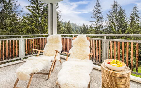 Val Mulin 8.2: Möbel, Holz, Stuhl, Winter, Einfrieren, Schnee, Lärche, Gartenmöbel, Veranda, Balkon