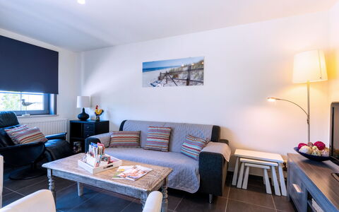Duinenzicht with Balcony: Möbel, Interior Design, Couch, Decke, Flooring, Wohnung, Wohnzimmer, Fussboden, Zimmer, Zuhause