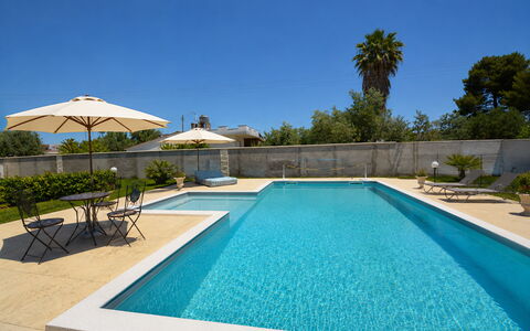 Villa Gloria: Schwimmbad, Blau, Wasser, Gartenmöbel, Resort, Sonnenliege, Verbundwerkstoff, Fliese, Water Feature, Schatten