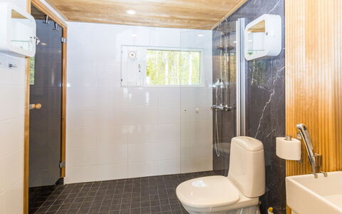 Villa Praava B: Flooring, Armatur, Fussboden, Holz, Interior Design, Decke, Badezimmer, Toilette, Bad Sink, Toilleten Sitz