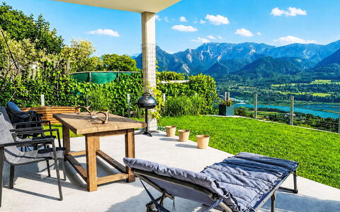 Karawanken Panorama: Möbel, Gartenmöbel, Stuhl, Tabelle, Grundstueck, Gebirge, Tisch Im Freien, Schatten, Eco Hotel, Garten