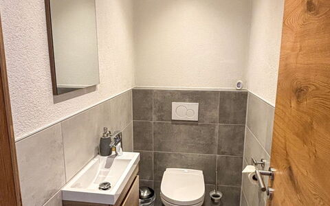Apartment Bergkristall: Flooring, Fussboden, Armatur, Toilette, Toilleten Sitz, Badezimmer, Interior Design, Installation, Fliese