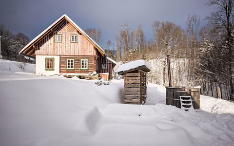 U Kazíků: Gebäude, Haus, Holz, Zuhause, Winter, Schnee, Hütte, Dach, Einfrieren, Abstellgleis