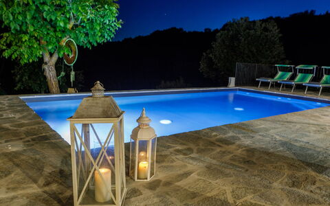 Villa Mia 6: Schwimmbad, Verbundwerkstoff, Blumentopf, Gartenmöbel, Resort, Flagstone, Water Feature, Zimmerpflanze, Landscaping, Schatten