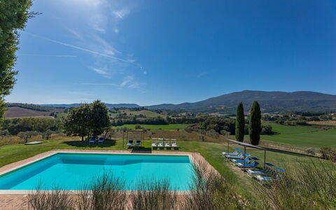 Il Poderuccio 17: Blau, Schwimmbad, Estate, Bauernhaus, Rasen, Landscaping, Hazienda, Villa, Garten, Eco Hotel