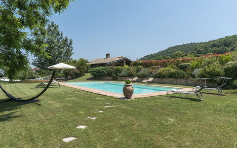 Casale al Doglio 6+1: Garten, Estate, Eco Hotel, Hazienda, Bauernhaus, Schwimmbad, Rasen, Landscaping, Schatten, Garten